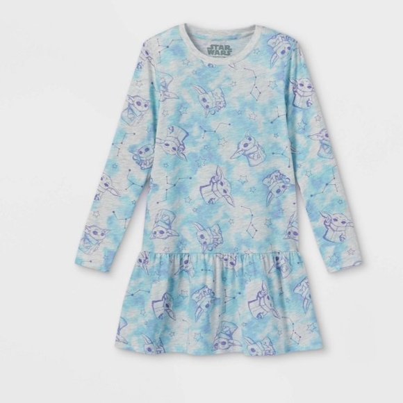 Star Wars Other - NWT Girls' Star Wars Mandalorian  Baby Yoda Dress (Sz M 7-8)  constellation blue